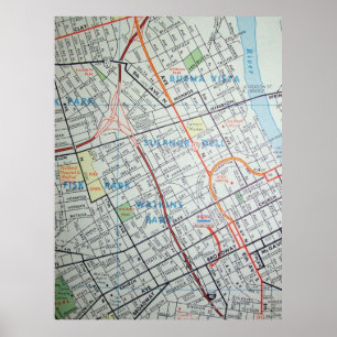 Póster Nashville, Poster de Mapa de Vintage de TN