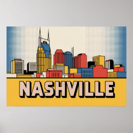 Póster Nashville Skyline Poster – Bold Tennessee Pop Art