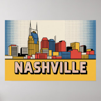 Póster Nashville Skyline Poster – Bold Tennessee Pop Art