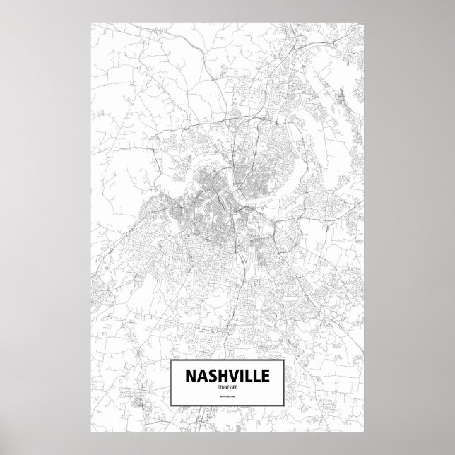 Póster Nashville, Tennessee (black on white) (Frente)