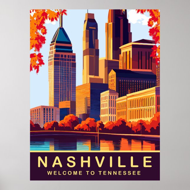 Póster Nashville, Tennessee, EE. UU., Viajes (Frente)