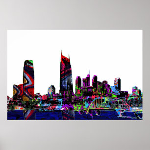 Póster Nashville, Tennessee en graffiti