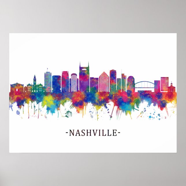 Póster Nashville Tennessee Skyline (Frente)