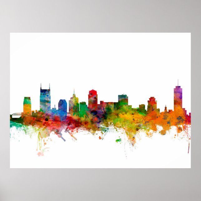 Póster Nashville Tennessee Skyline (Frente)