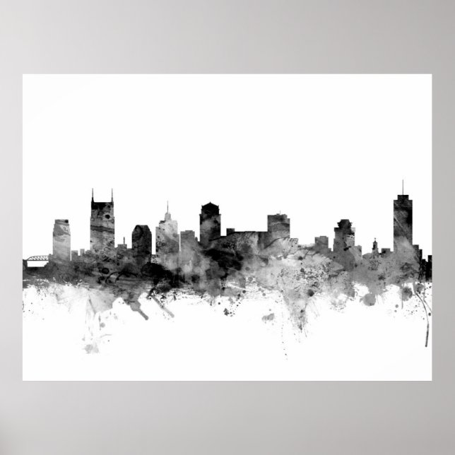 Póster Nashville Tennessee Skyline (Frente)