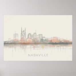 Póster Nashville Tennessee Skyline Abstract Art