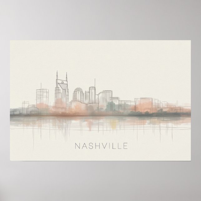 Póster Nashville Tennessee Skyline Abstract Art (Frente)