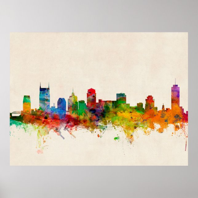 Póster Nashville Tennessee Skyline City (Frente)
