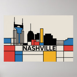 Póster Nashville Tennessee Skyline Modern Art