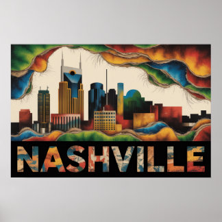 Póster Nashville Tennessee Skyline Surrealist Print