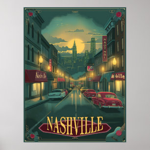Póster Nashville, Tennessee   Vintage