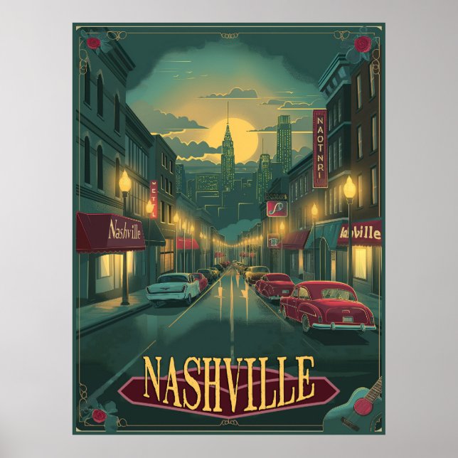 Póster Nashville, Tennessee | Vintage (Frente)