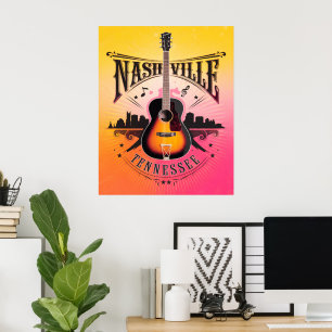 Póster Nashville, TN - Music City USA