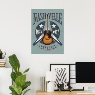 Póster Nashville, TN - Music City USA
