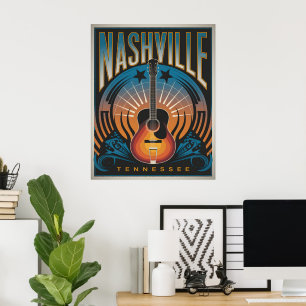 Póster Nashville, TN - Music City USA