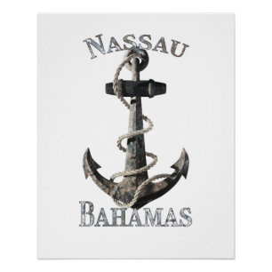 Póster Nassau Bahamas Vacaciones Ancla Náutica