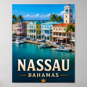 Póster Nassau Crystal Waters y paraíso bahameño
