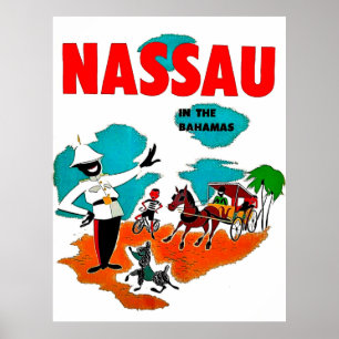 Póster Nassau en las Bahamas, viaje vintage
