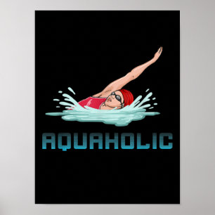 Póster Natación gorra Gogles Natación Amor Divertido Chic