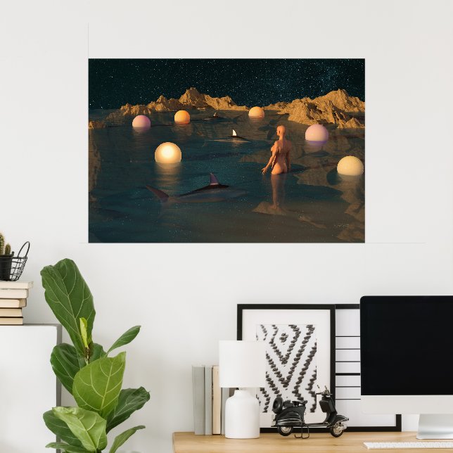 Póster Natación Nocturna (Oficina en casa)