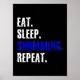 Póster Natación Y Natación Diseño Regalo De Verano