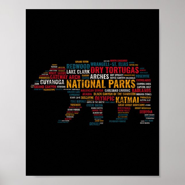 Póster National Parks Usa Bear Hiking Camng Adventure Gif (Frente)