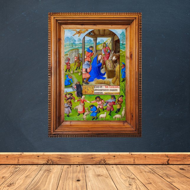 Póster Natividad de los Navidades cristianos medievales (Vintage Religious Catholic Christian Christmas Nativity Scene from a Medieval Illuminated Manuscript)