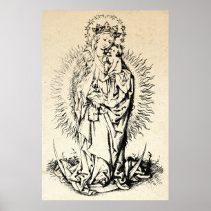 Póster Natividad de Navidad Madonna y Niño Virgen María  