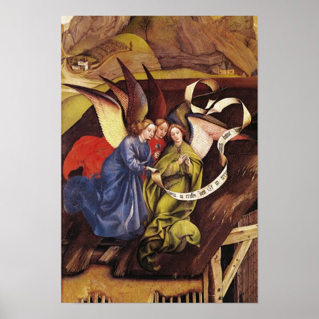 Póster Natividad, detalle de tres ángeles, c.1425 (Frente)