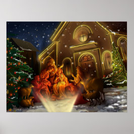 Póster Natividad e Iglesia - El nacimiento de Cristo