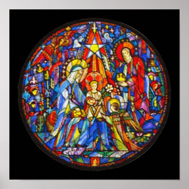 Póster Natividad Estilo Vidrio Pintado (Frente)