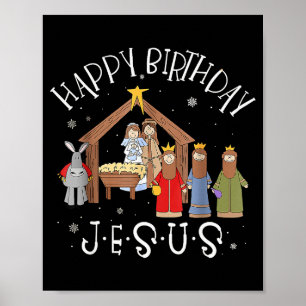 Póster Natividad Feliz Cumpleaños Jesús Navidad Natividad
