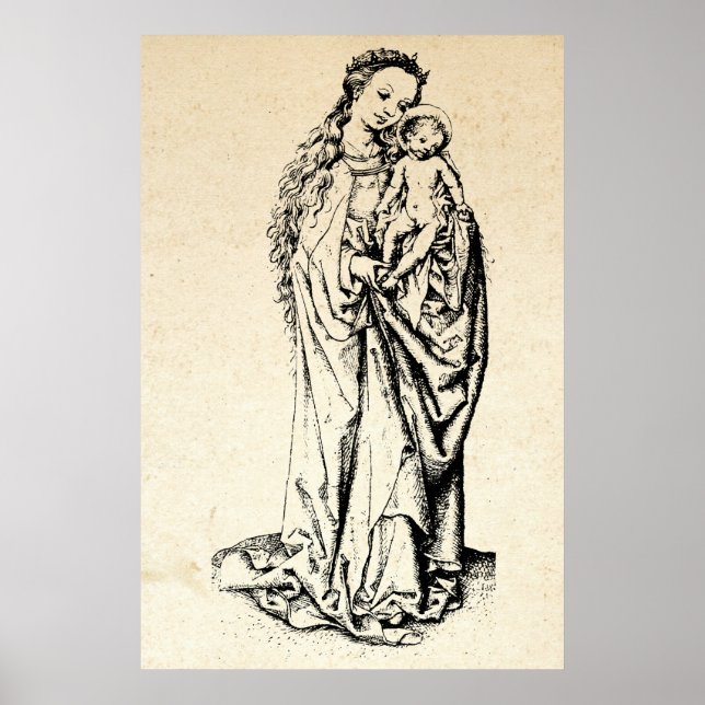 Póster Natividad Madonna y Virgen Infantil María (Frente)