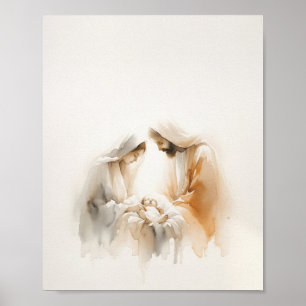 Póster Natividad - Minimalista acuarela moderna