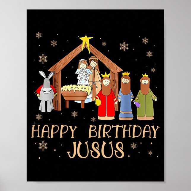 Póster Nativity Happy Birthday Jesus Christmas Nativity C (Frente)