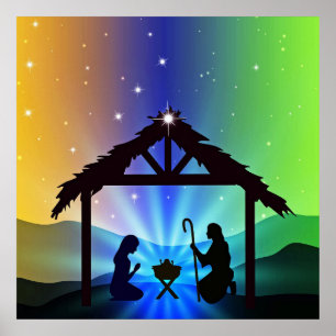 Póster Nativity Manger Navidades Gráfico