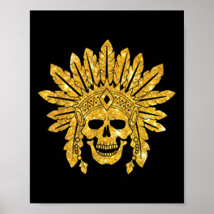 Póster Nativo Americano - Indio - Calavera - Auténtico -