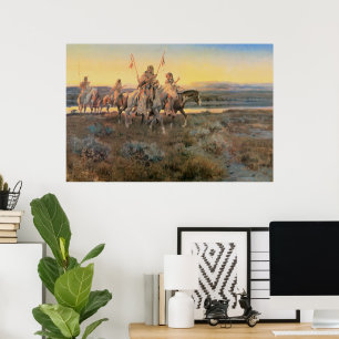 Póster Nativos americanos antiguos, Piegans por CM Russel