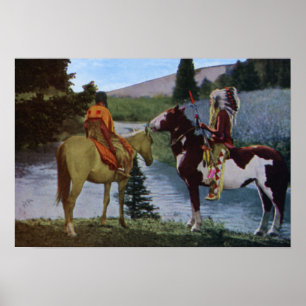 Póster Nativos americanos de los Blackfeet a caballo
