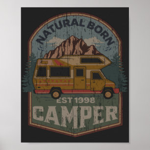 Póster Natural Born Camper vintage retro distressed T-Shi
