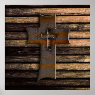 Póster Natural Brown Wooden Cross