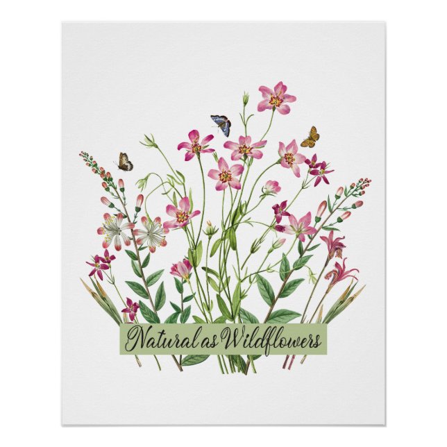 Póster Natural como flores silvestres - Vintage - (Anverso)