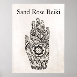 Póster Natural Healer Henna Tattoo Hand Lotus