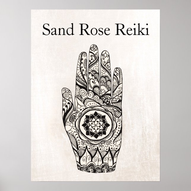 Póster Natural Healer Henna Tattoo Hand Lotus (Frente)