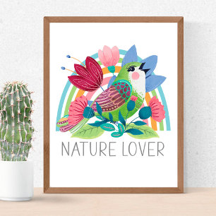 Póster Naturaleza Amante acuarela Flores de pájaro Arcoir