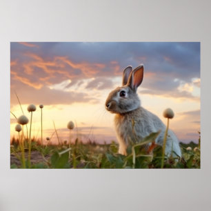 Póster Naturaleza animal conejo majestuosa salvaje
