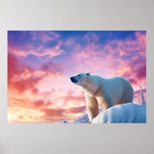 Póster Naturaleza animal del oso polar majestuosa salvaje