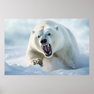 Póster Naturaleza animal del oso polar Majestuosa salvaje