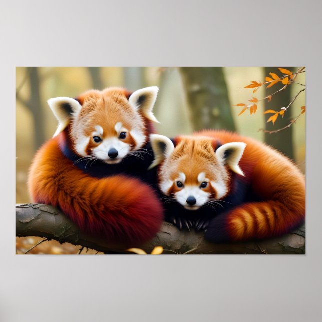 Póster Naturaleza animal del Panda Rojo Afección a la vid (Frente)