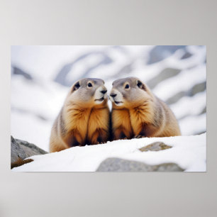 Póster Naturaleza animal marmota Cuidado de la vida silve